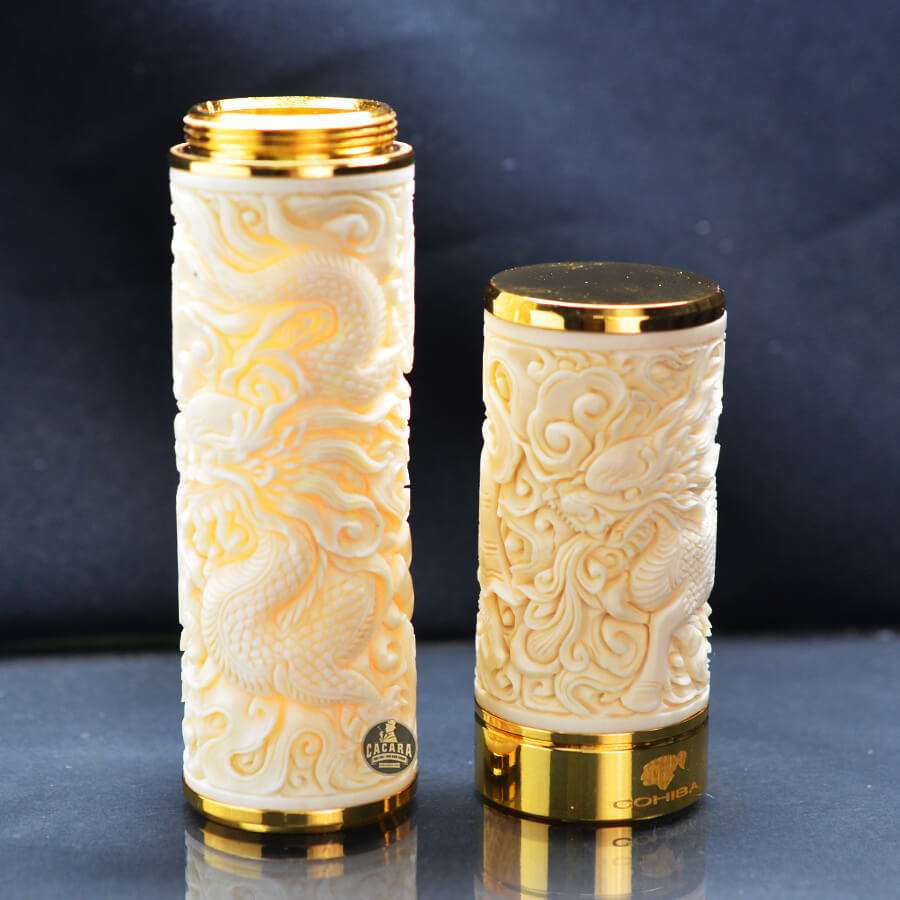 Ống đựng Cigar 1 điếu cao cấp khắc nổi tứ linh OX01